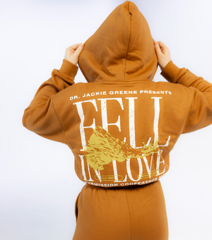 "Fell in Love" Caramel Cropped Hoodie